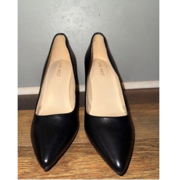 NINE WEST Etta Black Leather Pumps Heels Size 8M - Picture 8 of 13